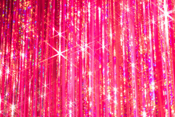 キラキラピンクのタッセルカーテン背景