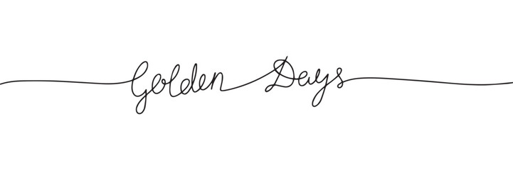 Golden Days line art text. Autumn one line continuous short phases. Vector illustration.