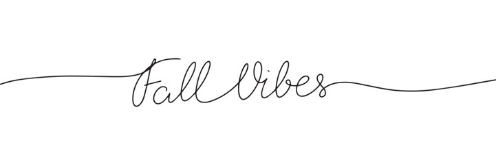 Fall vibes line art text. Autumn one line continuous short phases. Vector illustration.