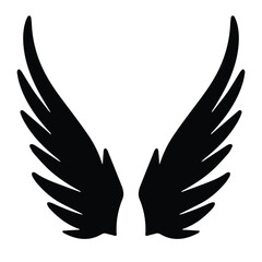 Silhouette of angels wings. Dark wings isolated on white background. Vector illustration.