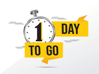 1 day to go last countdown icon. one day go sale price offer promo deal timer, 1 days only, Countdown left days banner. count time sale. Vector illustration, number of days left badge for sale