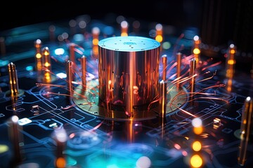  Quantum computers systems with machine learning models concept.Generated with AI