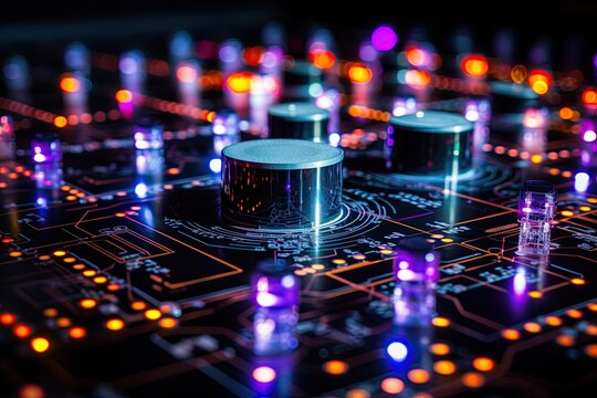  Quantum computers systems with machine learning models concept.Generated with AI