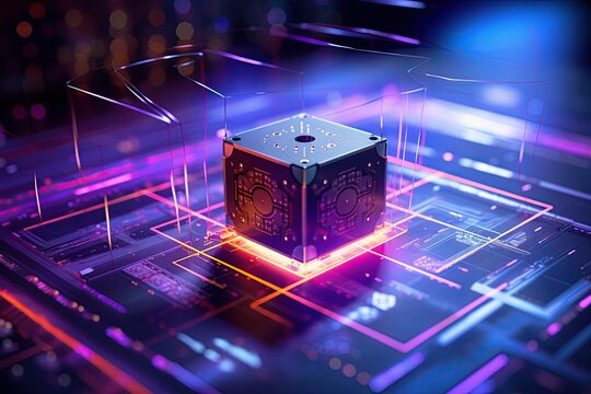  Quantum computers systems with machine learning models concept.Generated with AI