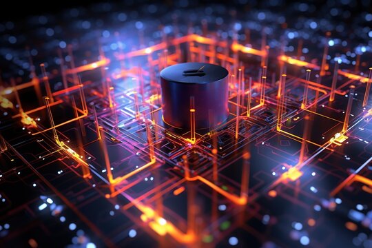  Quantum computers systems with machine learning models concept.Generated with AI
