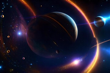 planet in space, a beautiful view of space - Generative AI
