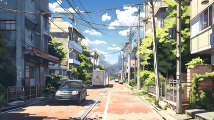 Japanese street view Made with Generative AI