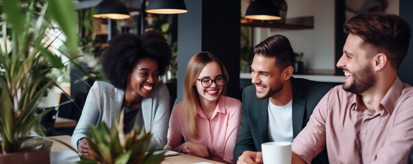 A Happy Diverse Team of Professionals Working Together at a Corporate Briefing, Professional Setting, Generative AI