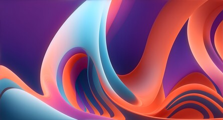 Vector illustration featuring a contemporary, 3D abstract wave composition, dynamic and fluid motion, vibrant color spectrum, seamless gradient transition background