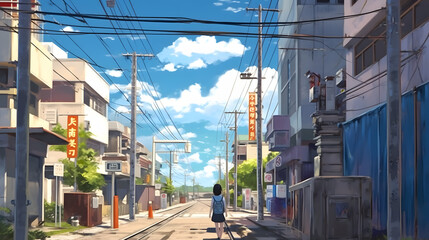 Japanese street view Made with Generative AI