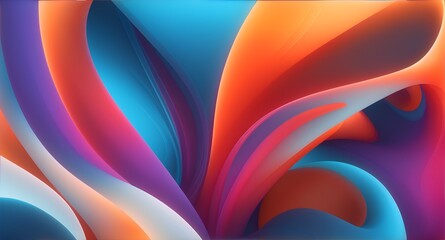 Vector illustration featuring a contemporary, 3D abstract wave composition, dynamic and fluid motion, vibrant color spectrum, seamless gradient transition background