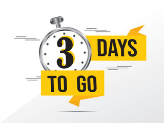 3 day to go last countdown icon. Three day go sale price offer promo deal timer, 3 days only, Countdown left days banner. count time sale. Vector illustration, number of days left badge for sale