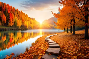 Keuken spatwand met foto autumn in the park generated Ai © kashif 2158
