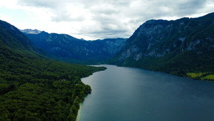 Naklejka na ściany i meble Lake Bohinj, Slovenia. Amazing mountains