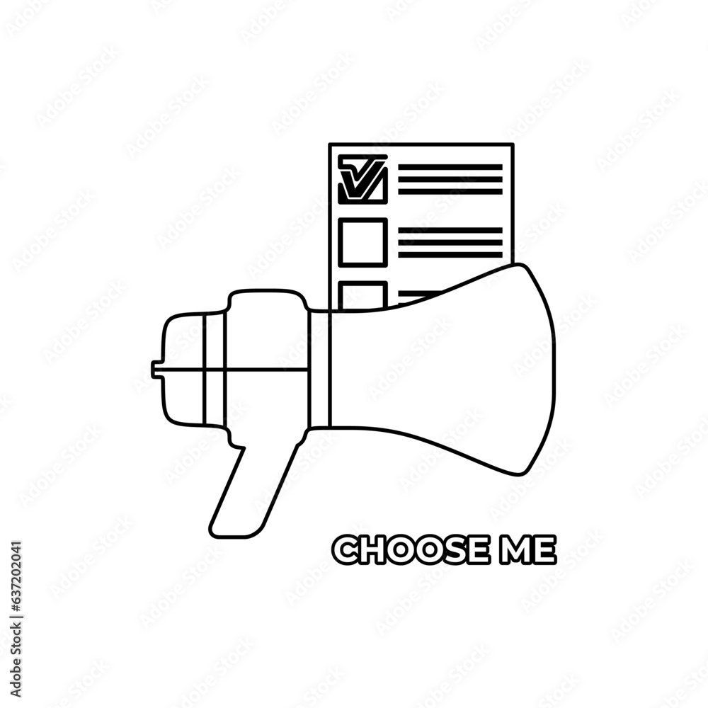 Poster campaign megaphone icon in outline style. vector illustration of election and voting design element 