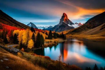 sunrise over the mountains  Generative AI