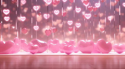 pink background with hearts.Generative Ai