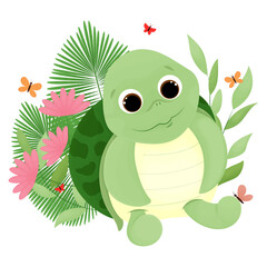 Obraz premium illustration cartoon turtle, cartoon drawing, vector animal