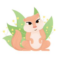 illustration cartoon xerus squirrel , cartoon drawing, vector animal