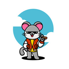 Cartoon mouse hype illustration