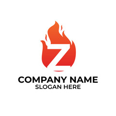 Z flame logo vector. Letter Z logo flames template, fire logo initials