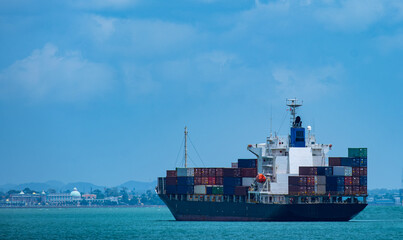Container transport system, cargo ships, international shipping, export-import business concept