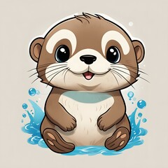 Cute Baby Otter Animal T-Shirt Design