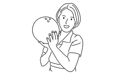 line art of bowling player vector illustration