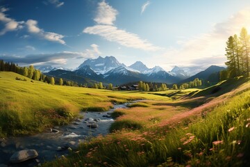 Fototapeta na wymiar Majestic beautiful landscape wallpaper nature background Generated with AI