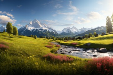 Majestic beautiful landscape wallpaper nature background Generated with AI