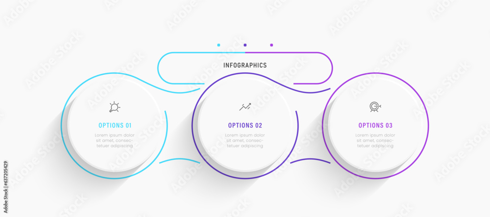 Wall mural vector infographic label design template with icons and 3 options or steps. can be used for process 