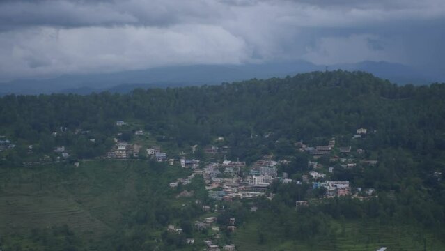Beautiful panoramic view of Almora town at himalaya range, Uttarakhand, India.