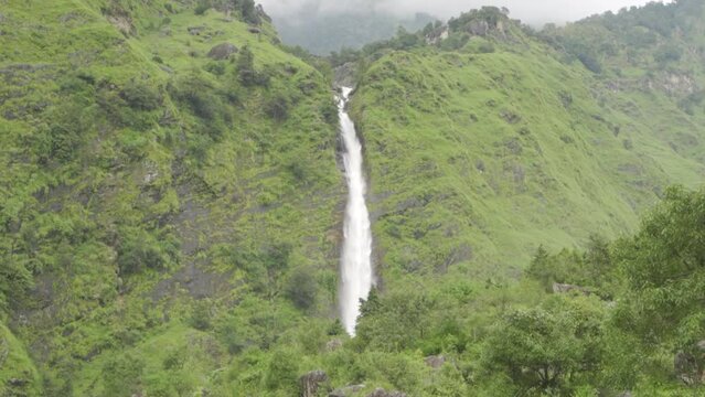 Mesmerising Birthi falls in the mighty Himalayas, Almora, Uttarakhand, India.
