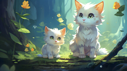 2d cat illustration design GENERATIVE AI