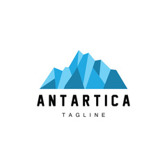 Iceberg Logo, Antarctica Logo Design, Simple Nature Landscape Vector Illustration Template