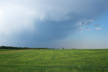 Cloud damage in dying outflow dominant storm system in Alberta, Canada.