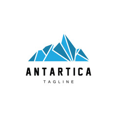Iceberg Logo, Antarctica Logo Design, Simple Nature Landscape Vector Illustration Template