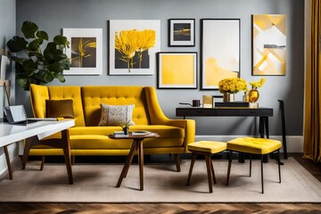 living room interior, modern interior design - Generative AI