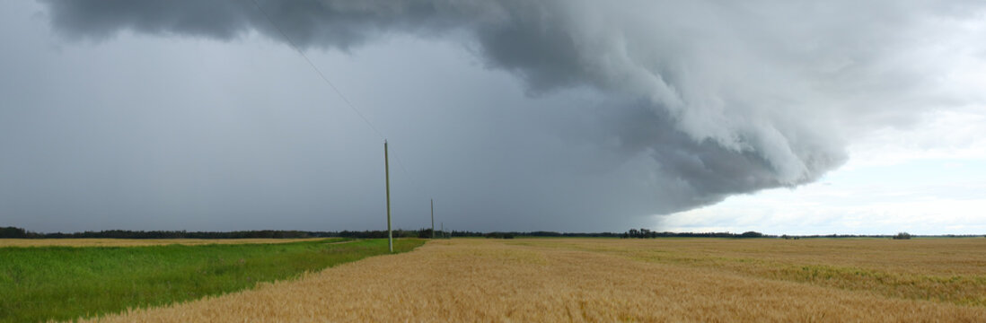 Panorama image of severe weather storm system in Alberta, Canada.