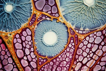 micrograph plant cells of woody dicot stem,Generated with AI - obrazy, fototapety, plakaty