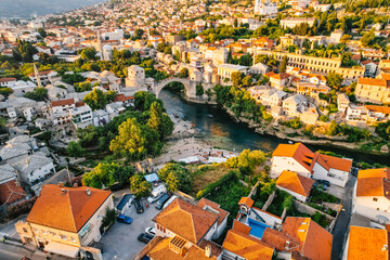 Historical Mostar Bridge known also as Stari Most or Old Bridge in Mostar, Bosnia and Herzegovina