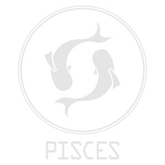 Astrology Symbol, Pisces Star Sign, Dual Fish, (White).
