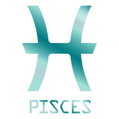 Fototapeta premium Astrology Symbol, Pisces Star Sign, (Aquamarine).