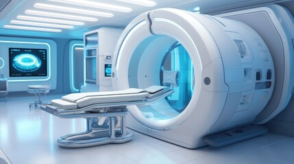 cutting edge medical imaging equipment for mri and ct scans in hospital lab as wide banner with copy space area - obrazy, fototapety, plakaty