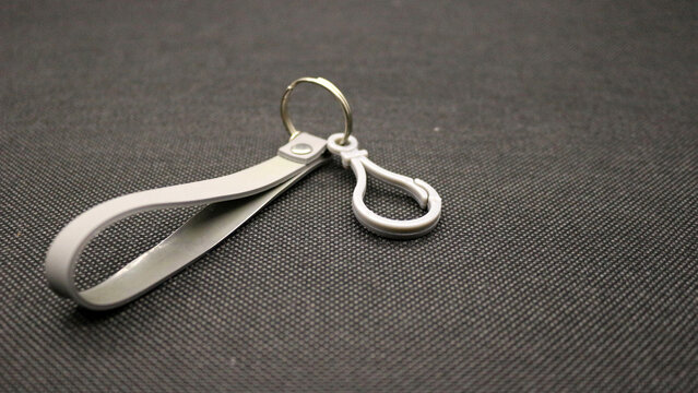Close up gray key chain