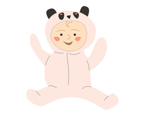 Obraz na płótnie Canvas Little baby girl with panda pink costume 