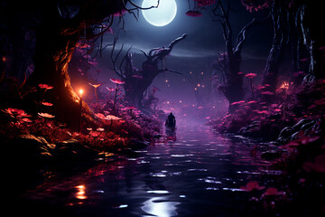 fantasy alien in a night