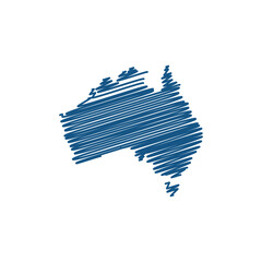 Doodle Australian Map, Blue Color