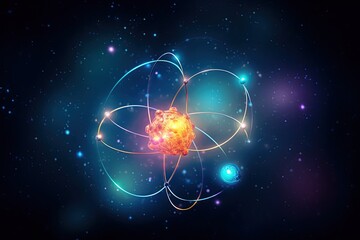 The atomic nucleus is the small, dense region consisting of protons and neutrons at the centre of an atom , - obrazy, fototapety, plakaty