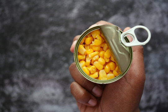 canned sweet corn close up .
